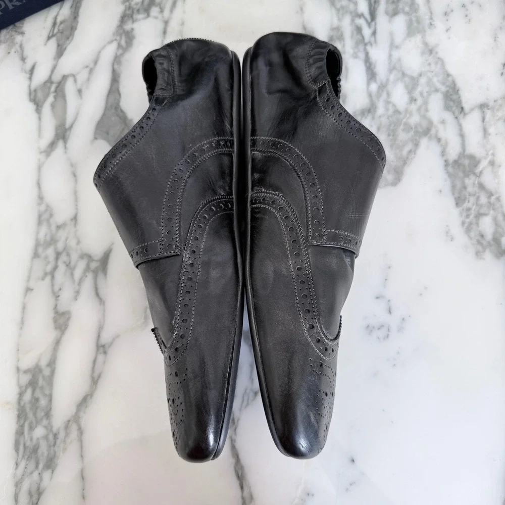 Prada 2EG469‎ Mens Leather Double Monk Strap Wingtip Shoes Grey Black UK 11